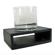 2 Piece Vase, Black Wooden Base Circular Glass Jar Sleek Modern Museum Look Mint picture
