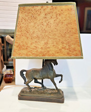 VTG Prancing Stallion Horse Table Lamp w/ Harp & Shade 18