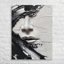 Abstract Black And White Face Wall Art picture