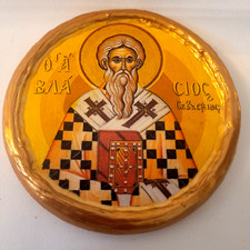 Saint Blaise Blasius Vlasis  Catholic and Byzantine Greek Orthodox Round Icon picture
