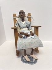 Vtg Daddy’s Long Legs Dolls “Oma Green” signed w/ Tag, Original Chair And Baby picture