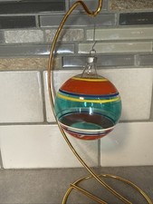 Vintage Premier WWII Unsilvered Stripe Glass Ball Christmas Ornament Jumbo picture