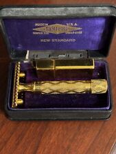 Vintage 1920's Gillette Single Ring Gold  Tone DE Safety Razor  (Very Clean) picture