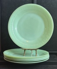 ANTIQUE JADEITE FIRE KING RESTAURANT DINNER PLATES SET OF 6  (20C picture