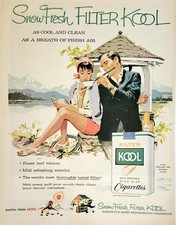 Kool cigarettes ad vintage 1959 menthol snow fresh original print advertisement picture