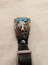 Native Handmade Turquoise Sterling Silver Watch Band. picture