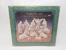 Vintage Caffco International 13 Piece Hand Painted Porcelain Nativity Set w/ Box picture
