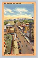 Salt Lake City UT-Utah, Bird's Eye View of Main Street, c1951 Vintage Postcard picture