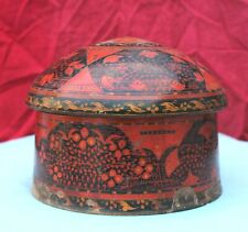 19c Vintage Handmade Lacquer Painted Indo Persian Sindh Wooden Turban Box Rare picture