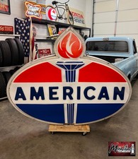 Vtg. 1960’s AMERICAN GASOLINE Service Station Sign - Gas & Oil picture