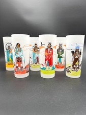 1959 Knox Oil A.C. Blue Eagle Oklahoma Indians Glasses Set 6 Rare picture
