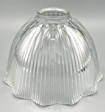 VINTAGE HOLOPHANE XE 60 CLEAR RIBBED TULIP SHAPED GLASS LAMP SHADE 2 1/4