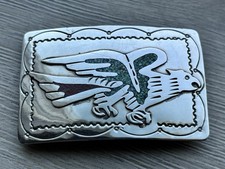 vintage Native American nickel silver belt buckle picture