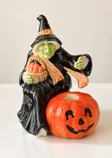 Vintage 1983 Fitz & Floyd Halloween Witch Pumpkin Candle Holder FF Japan EUC picture