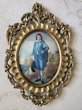 Vintage Plastic Ornate Frame, Blue Boy easel print, MCM, Victorian STYLE,  Italy picture