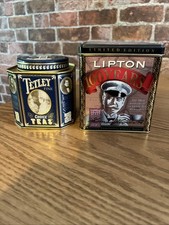 Vintage Lipton and Tetley Tea Cans. picture