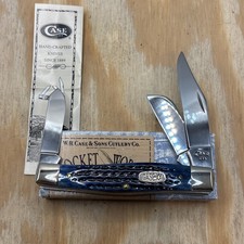 Vintage Case XX 1999 Pocket Worn Navy Blue Bone 6375 Large Stockman Knife MIB picture