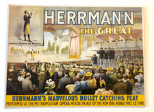 Herrmann The Great Bullet Catch Magic History Book Cutout Ephemera 4x6 Mini picture