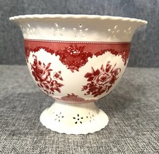 VTG Ceramic Rose Lacey FTD Victorian Style Pedestal Floral Planter/Vase 7X5.75” picture