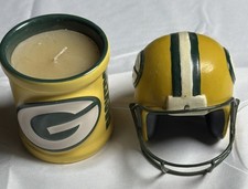 Vintage Green Bay Packers Ceramic Mini Helmet and Candle Mug Lot New picture