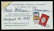 1939 R.J. Reynolds Tobacco Company Visitor Pass picture