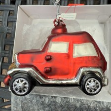 Vtg 90s Dept 56 Mercury Glass Sport Utility Vehicle Ornament Large Shiny Red Car picture