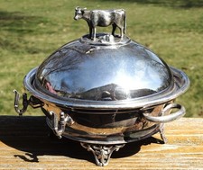 Victorian Covered Butter w Figural Dairy Cow Finial on Lid NO INSERT picture