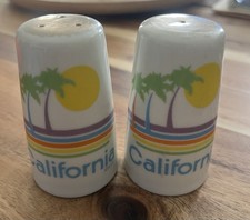 Vintage 70's California Sunset Salt & Pepper Shakers - Souvenir - Made in Japan picture