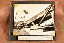 Gary Indiana Train Derailment Bridge Wreck 7½x7 1947 AP Wire Photo V30 picture