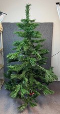Vintage Artificial Christmas Tree Wood Trunk Metal Stand Pre-Owned picture