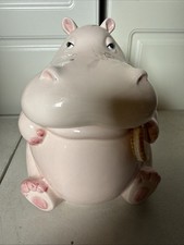 RARE HTF PRECIOUS Fitz And Floyd Pink Hippo Cookie Jar 1980 picture