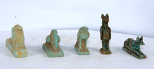 5 Unique Pharaoh Ancient Egyptian Of 2 Anubis, Horus, Cobra, Bes Amulets Statues picture