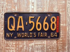 1964 New York Worlds Fair License Plate VINTAGE NY 64 65 QA-5668 picture