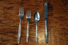 ONEIDA STERLING SILVER FOUR PIECE SET-SENTIMENTAL-FORK-SALAD FORK-KNIFE-SPOON picture