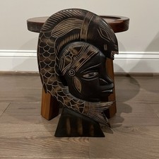 Antique African Tribal Wooden Mask Plaque – Hand Carved Wall Art #36 14