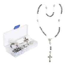 Rosary Making Kit Rosary Bead Crystal Glass First Communion Baptism Gift SILVER picture