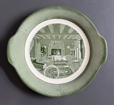 1950s COLONIAL HOMESTEAD Royal China Fire Place Tab Handled Cake Plate Platter picture