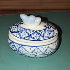 Vintage Blue And White Oval Trinket Box ￼ picture
