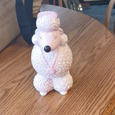 Pink Poodle Dog Ceramic Piggy Bank Coin Bank Animal Theme Money Saver picture