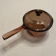 Vintage 1L Amber Pyrex Vision Sauce Pot w/ spout and Lid ~Corning picture