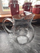 Vintage Hand Blown Clear Glass Pitcher Polished Ground Pontil Base Heavy 3L picture