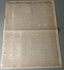 RARE 1829 Andrew Jackson Era Newspaper New Hampshire Patriot Concord Politics picture