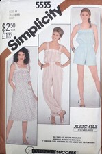 Vtg 1980s Simplicity 5535 Sun Dress Jumpsuit Romper SEWING PATTERN 30-33 bust picture