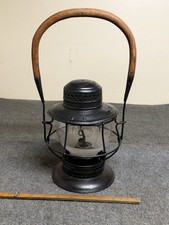 Antique TL Moore 1906 Bell Bottom Base Railroad Lantern With Wooden Bail - Texas picture