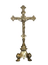 Goldscheider of Vienna Crucifix on Stand, Gilt Brass, Italy, Late 20th Century picture