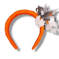 Vintage 1990s Halloween Headband Adult Orange Black Ghosts Costume Party picture