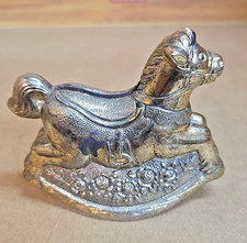 Vintage Silverplate Rocking Horse Coin Bank; No Plug picture