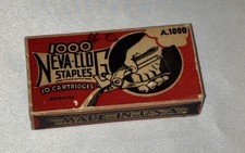 Vintage Neva-Clog A.1000 Staples Full Box 10 Cartridges S-100 B-100 Plier USA picture