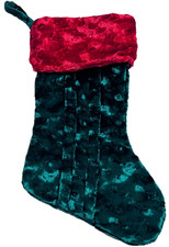 Vintage Dan Dee Crushed Velvet Christmas Stocking Emerald Green Pleated Plush picture