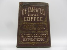 Antique De-Tan-Ated India Coffee Tin Clark,Coggin & Johnson Co.  Boston, Mass picture